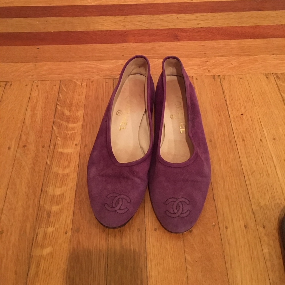 Chanel Purple Suede CC Moccasin Flat
